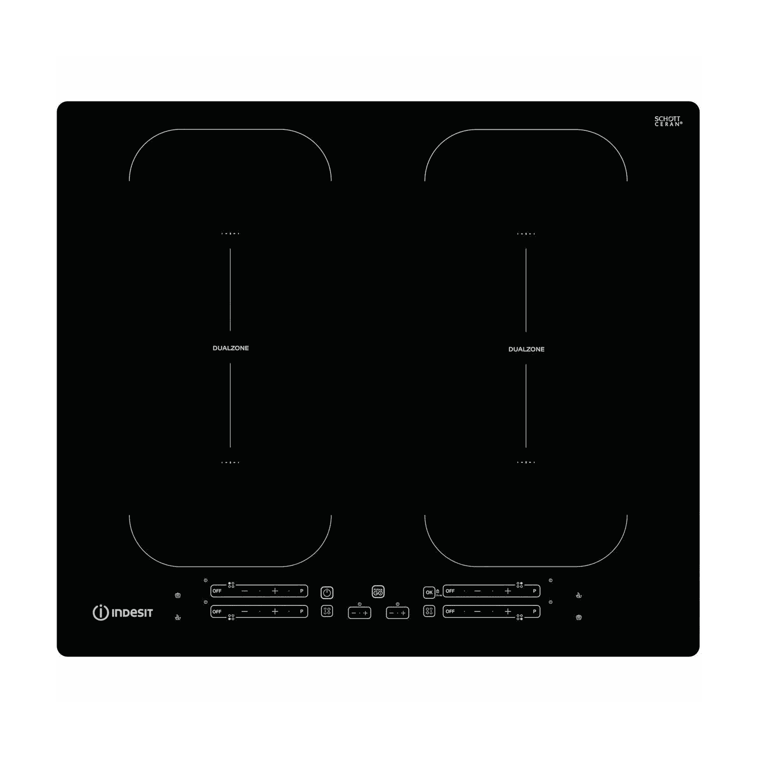 Refurbished Indesit IB88B60NE 59cm 4 Zone Induction Hob with DualZones