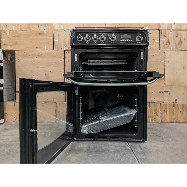 Refurbished Hotpoint Carrick CH60GCIK 60cm Double Oven Gas Cooker Black