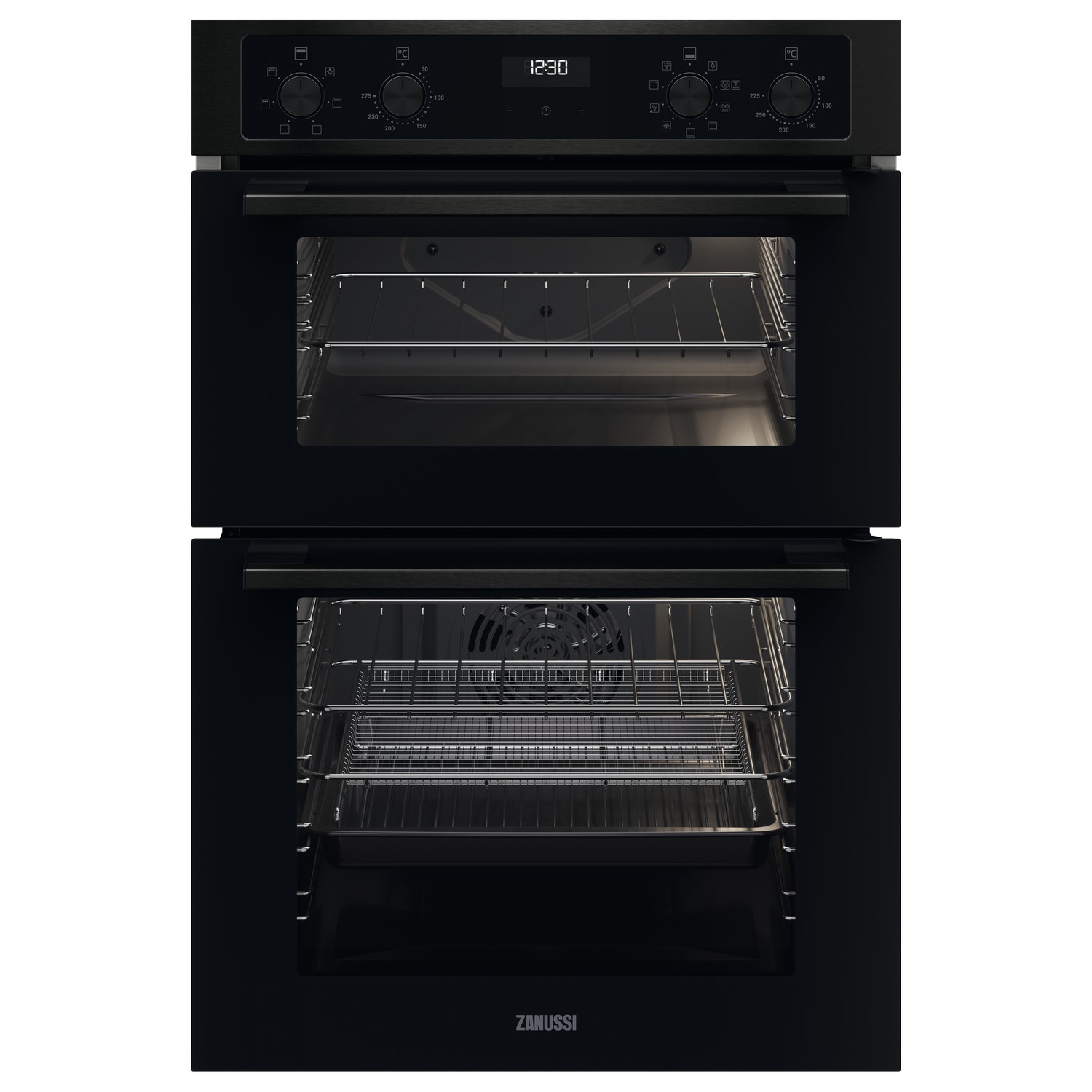 Refurbished Zanussi Series 20 ZKCNA4K1 60cm Double Built In Electric Oven with Catalytic Cleaning Bl