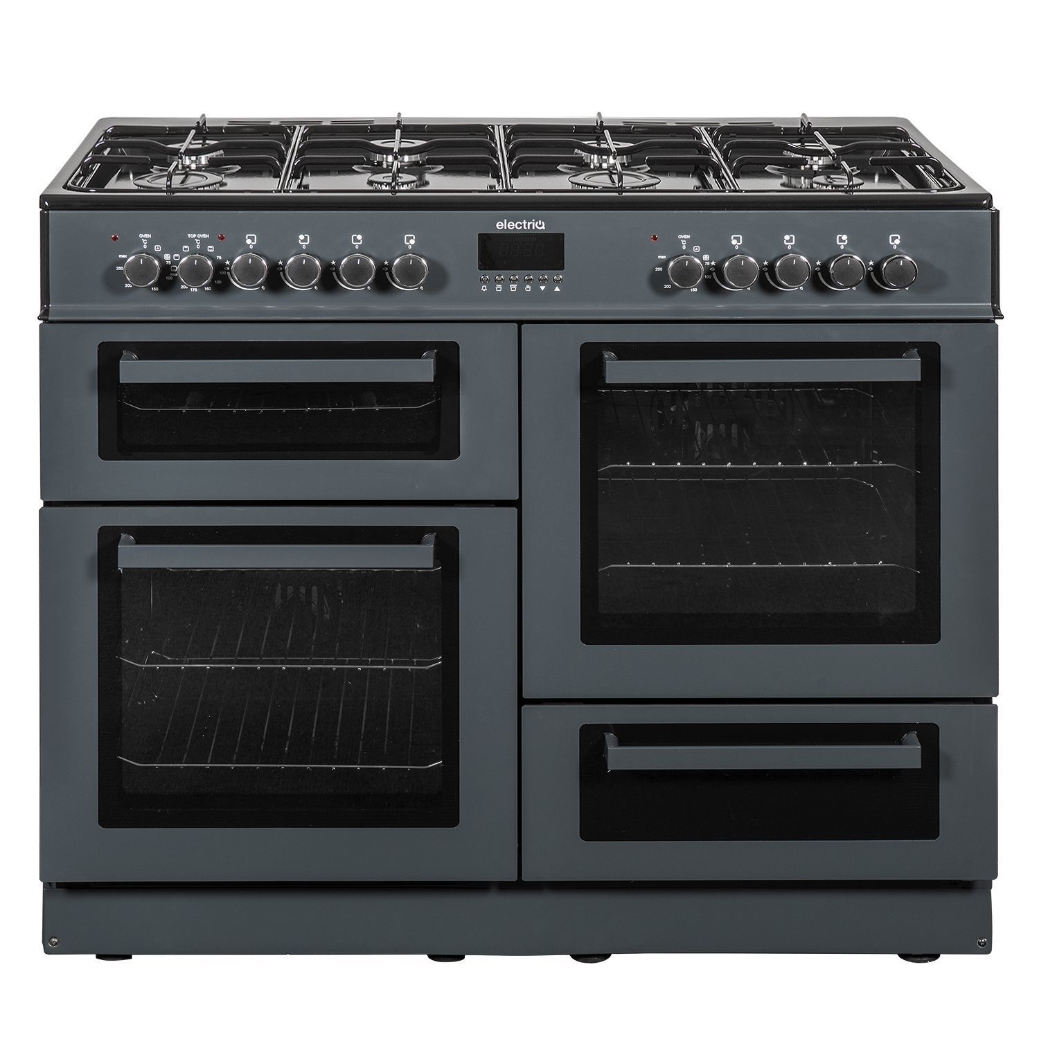 electriQ 100cm Dual Fuel Range Cooker - Slate Grey