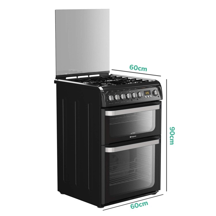 Hotpoint Ultima 60cm Double Oven Dual Fuel Cooker - Black