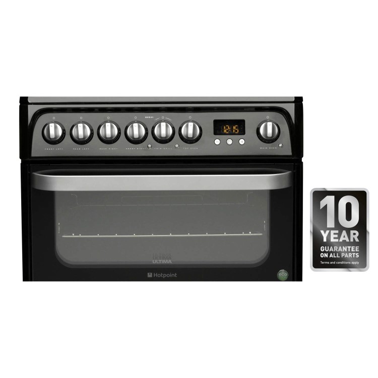 Hotpoint Ultima 60cm Double Oven Dual Fuel Cooker - Black
