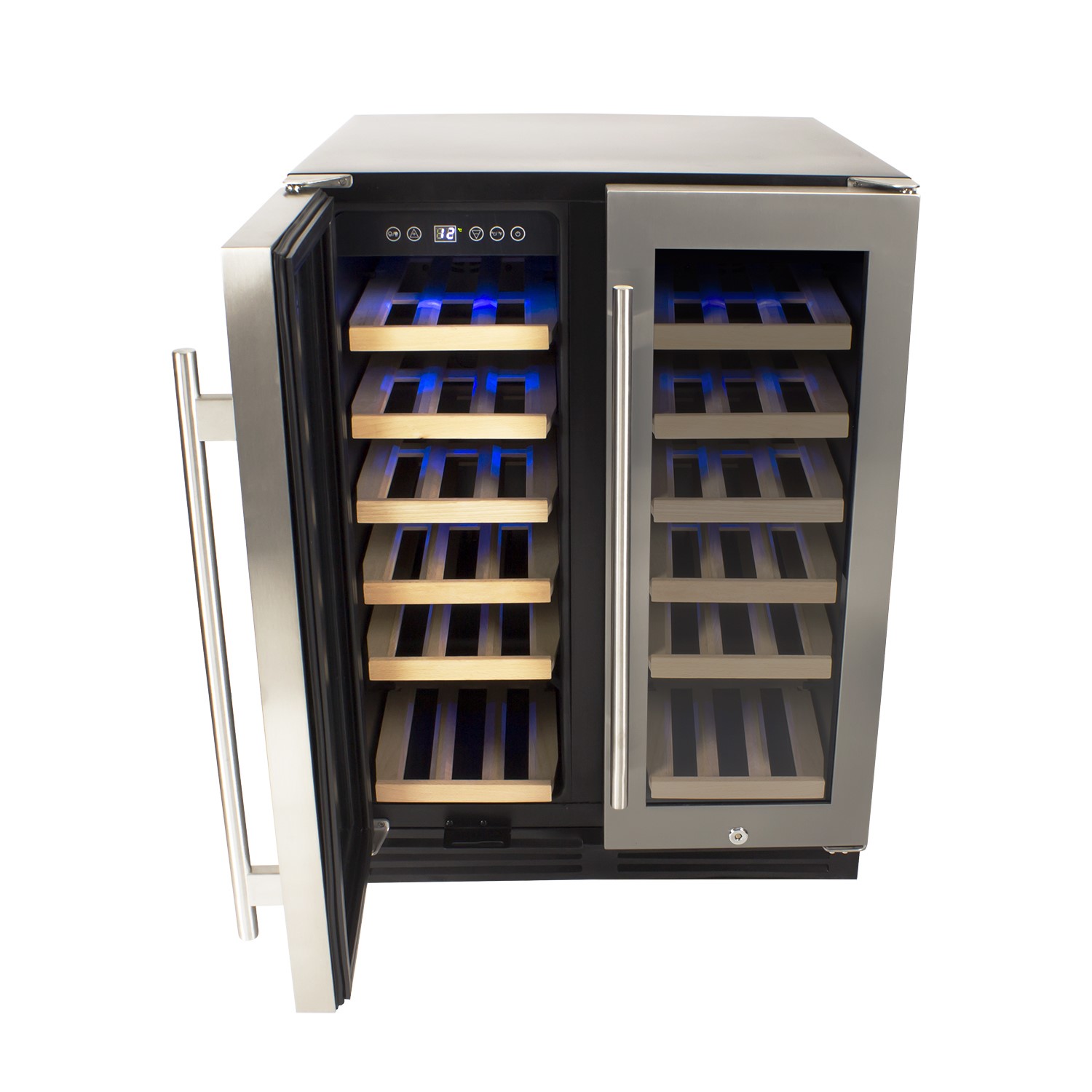 electriQ 36 Bottle Capacity Dual Zone Freestanding Wine Cooler - Stainless Steel