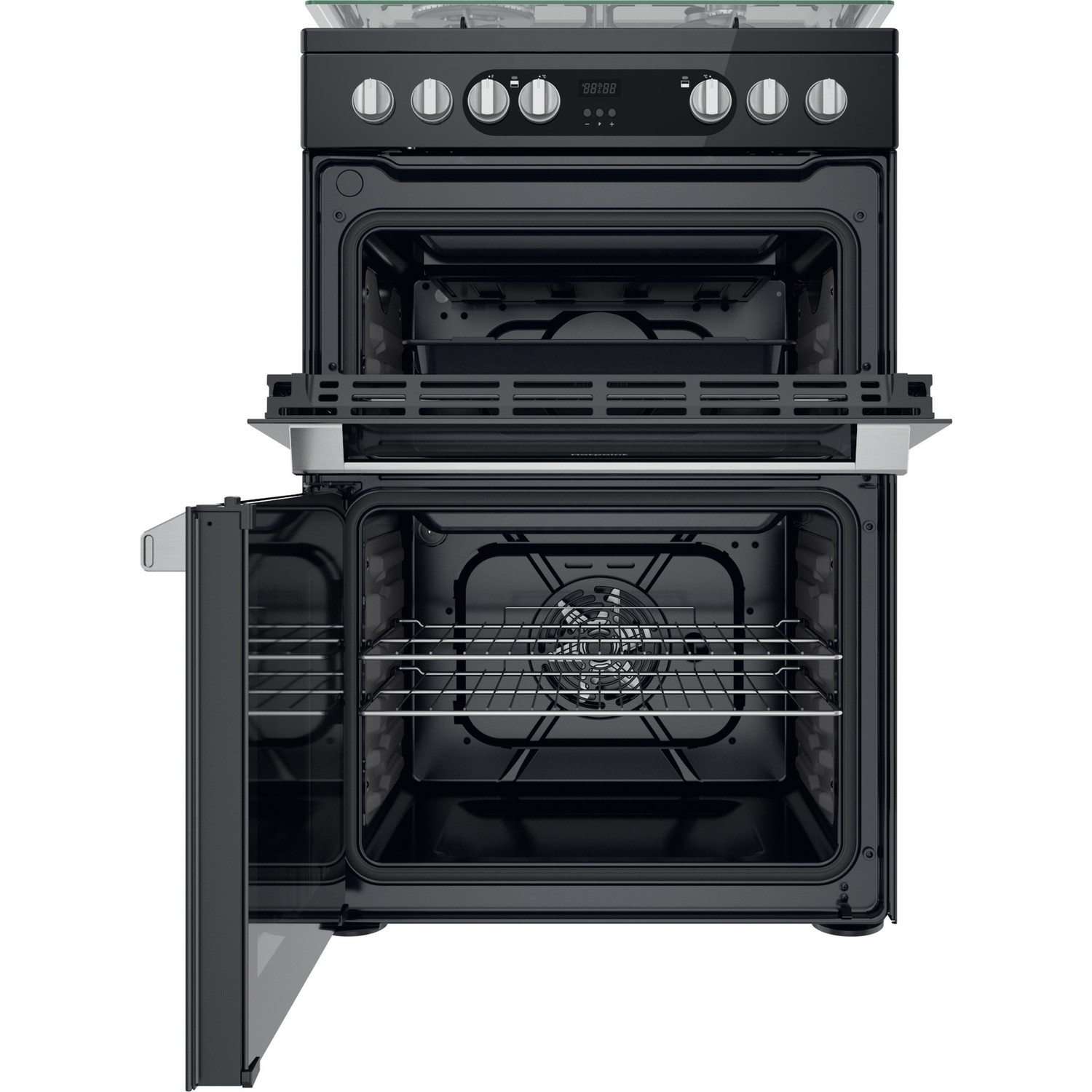 Hotpoint 60cm Double Oven Dual Fuel Cooker Black HDM67G9C2CSB