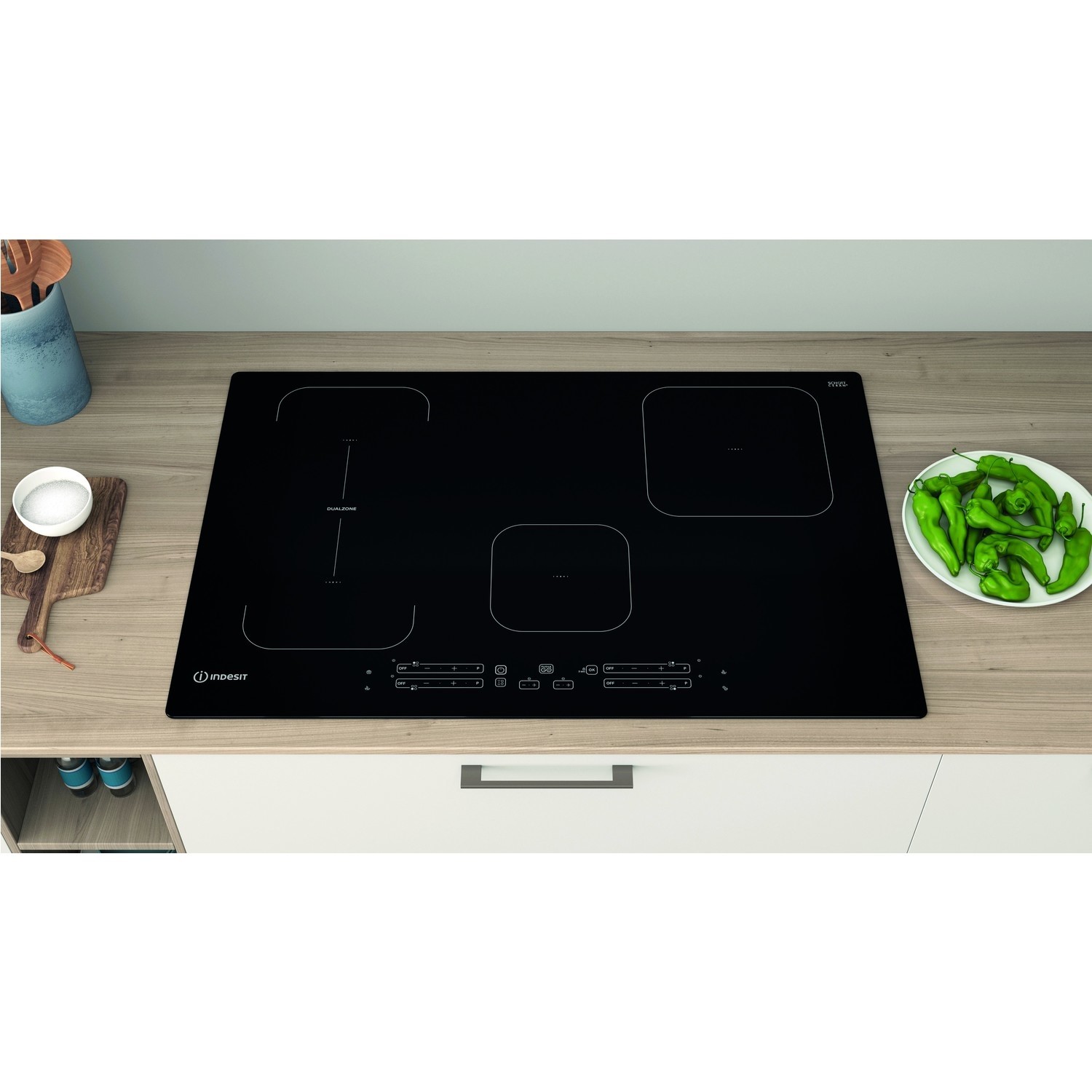 Indesit 77cm 4 Zone Induction Hob with Dualzone IB21B77NE Appliances