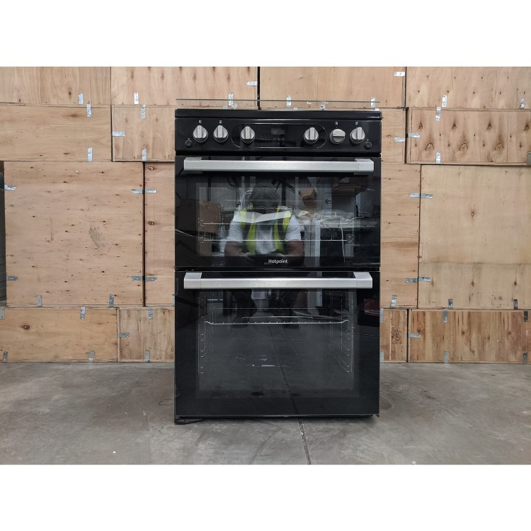 Refurbished Hotpoint HDM67G0C2CB 60cm Double Oven Gas Cooker