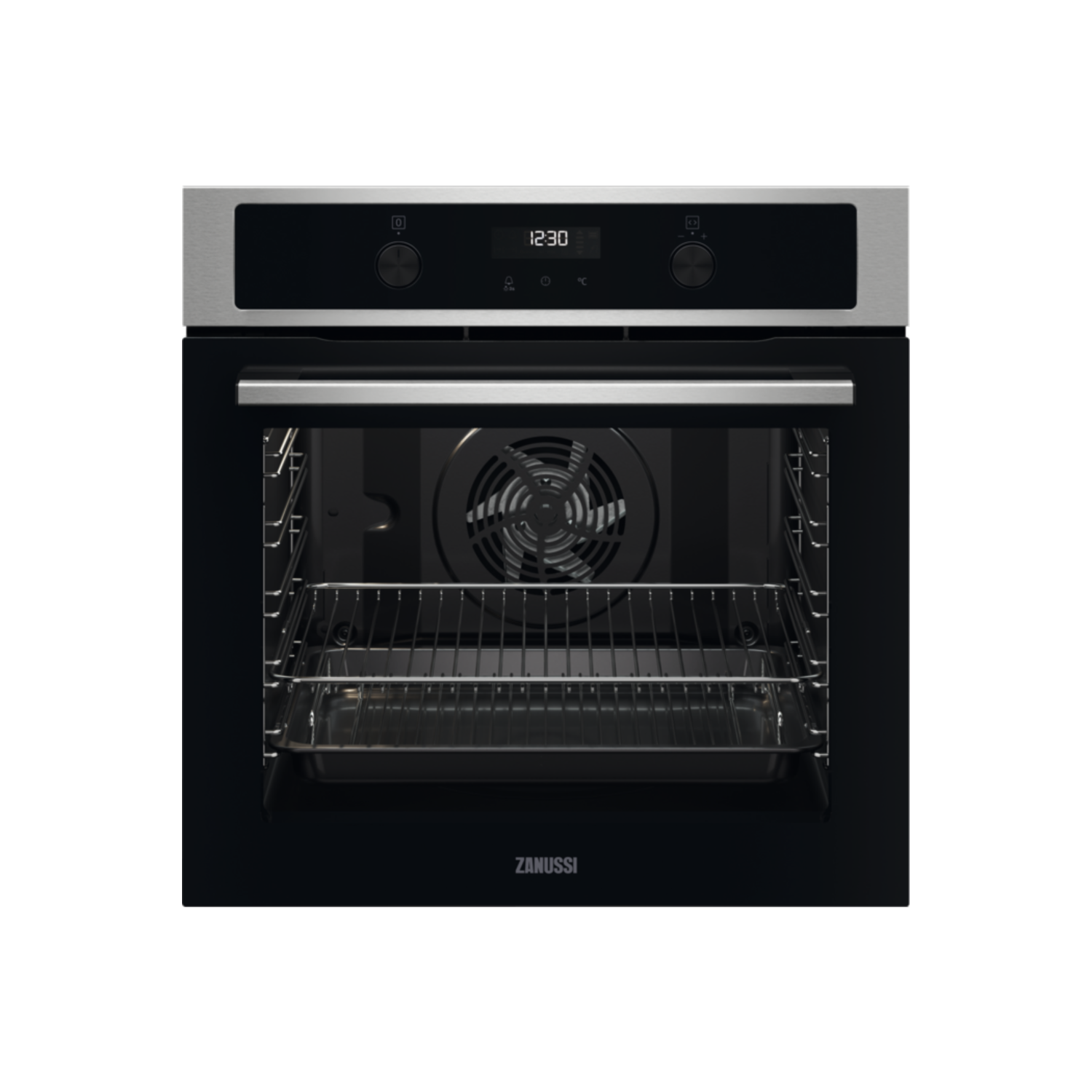 Refurbished Zanussi Series 60 ZOPND7X1 60cm Single Built In Electric Oven Stainless Steel