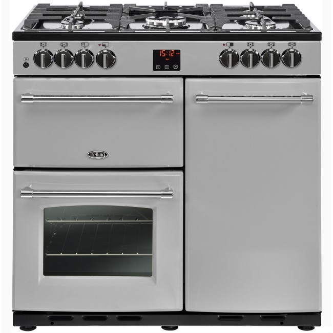 Belling Farmhouse 90DFT 90cm Dual Fuel Range Cooker Silver 444444122