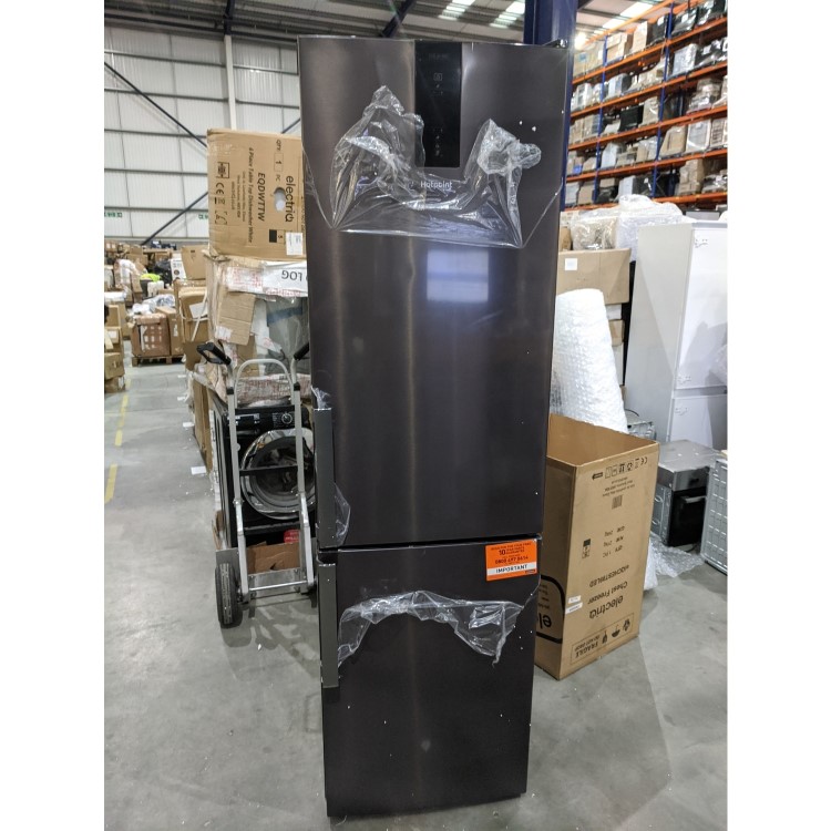 Refurbished Hotpoint H7T911TKSH1 Freestanding 368 Litre 60/40 Frost Free Fridge Freezer Black Steel