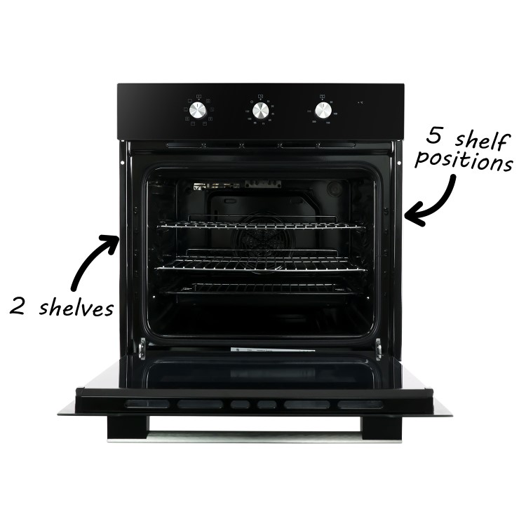 electriQ Plug In Electric Fan Assisted Single Oven - Black