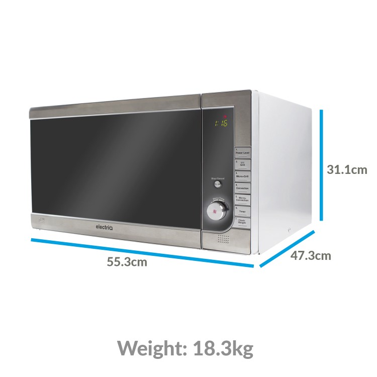 electriQ Digital 40L 1000W Freestanding Combination Microwave in Stainless Steel