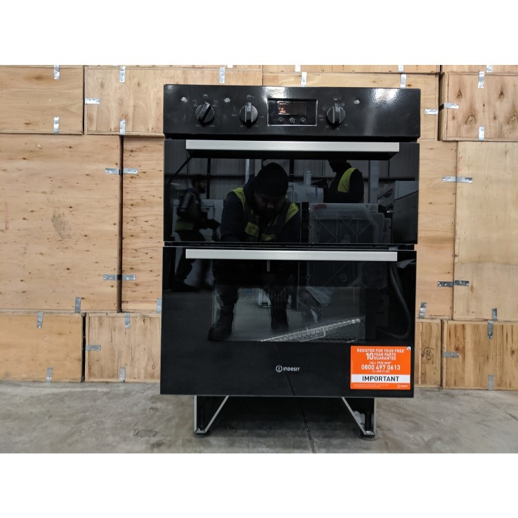 Refurbished Indesit Aria IDU6340BL 60cm Double Built Under Electric Oven Black