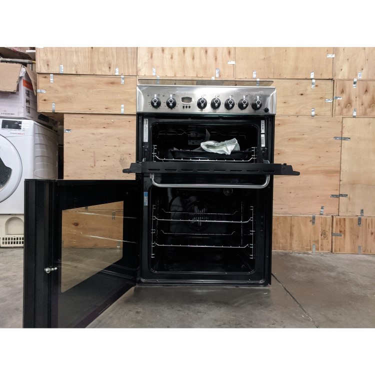 Refurbished Indesit KDP60SE 60cm Double Oven Dual Fuel Cooker Stainless Steel