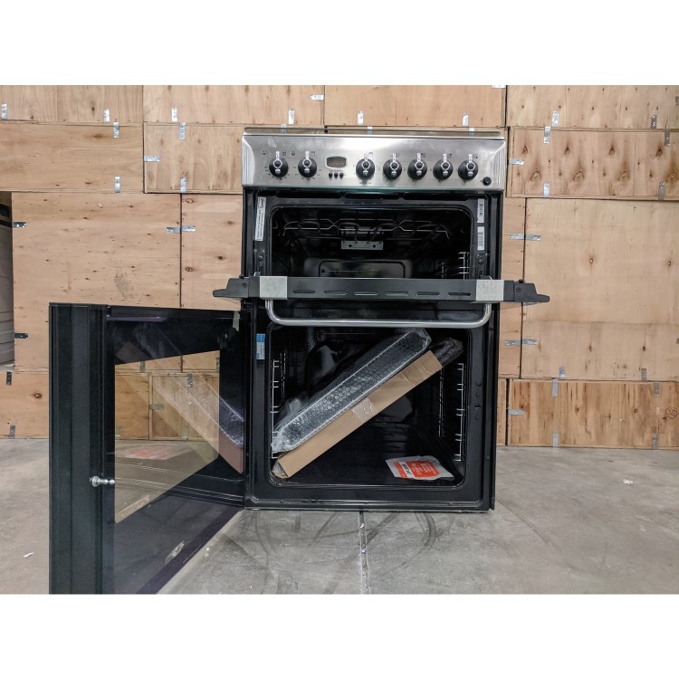 Refurbished Indesit KDP60SE 60cm Double Oven Dual Fuel Cooker Stainless Steel