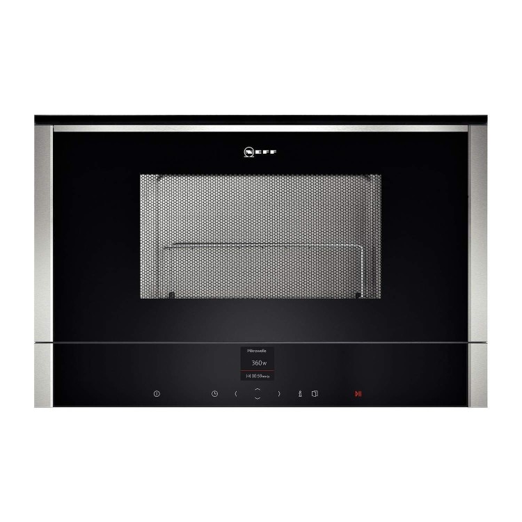 Neff N70 21L 900W Built-in Left Hinged Door Microwave with Grill - Stainless Steel
