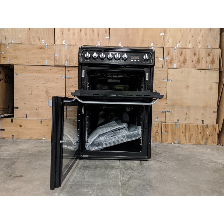 Refurbished Hotpoint Ultima HUD61KS 60cm Double Oven Dual Fuel Cooker Black