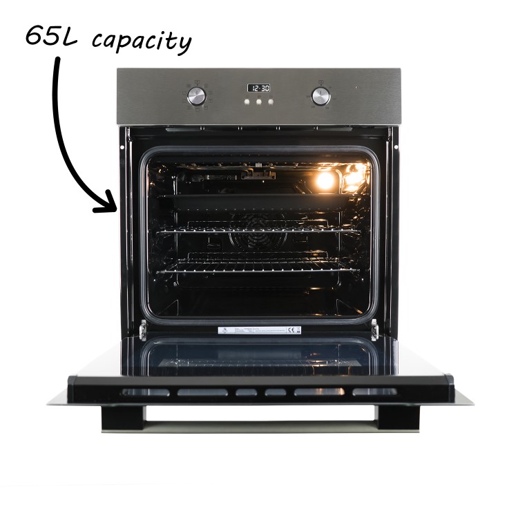 GRADE A3 - electriQ 65 litre 9 Function Full Fan Electric Single Oven Stainless Steel - Supplied with a plug