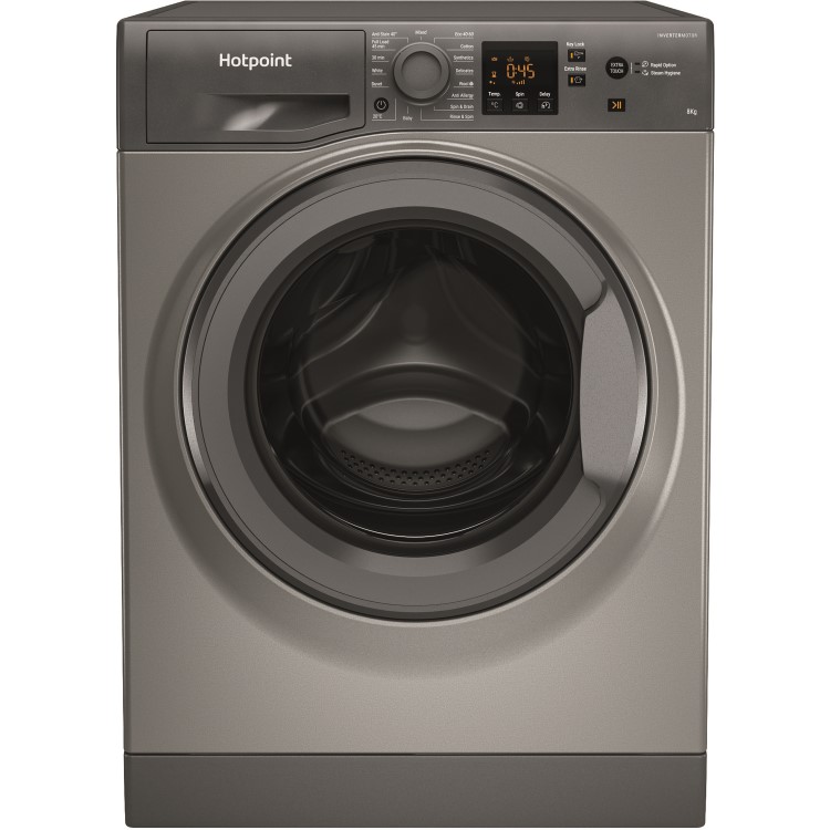 Refurbished Hotpoint NSWM843CGGUKN Freestanding 8KG 1400 Spin Washing Machine Graphite