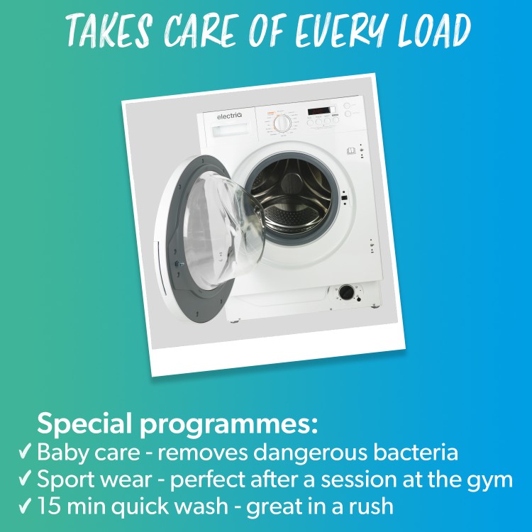 Refurbished electriQ EIQINTWD148 Integrated 8/6KG 1400 Spin Washer Dryer