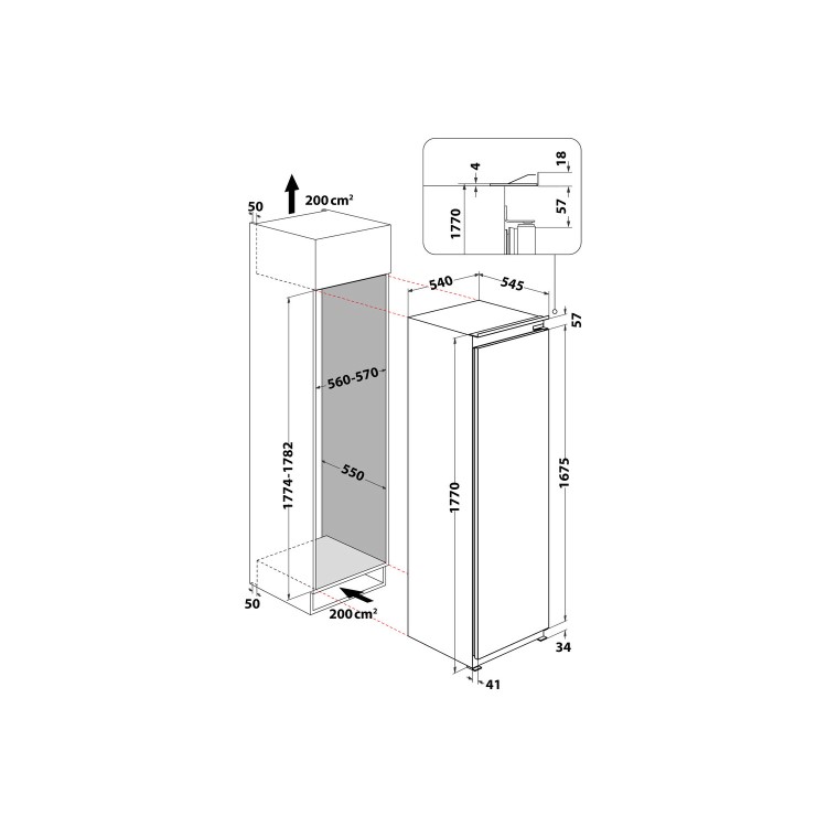 Hotpoint 314 Litre In-column Integrated Larder Fridge with Active Oxygen