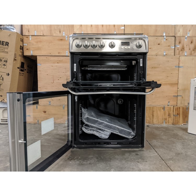 Refurbished Hotpoint Ultima HUG61X 60cm Double Oven Gas Cooker Stainless Steel