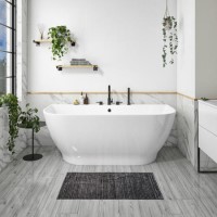 GRADE A1 - Manilla Freestanding Bath Double Ended Back To Wall - 1650 x 780mm