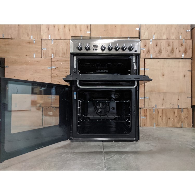 Refurbished Indesit KDP60SE 60cm Double Oven Dual Fuel Cooker Stainless Steel