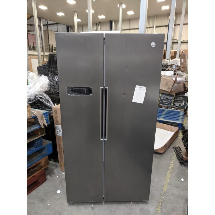 Refurbished Hoover HHSBSO6174XK Freestanding 521 Litre 50/50 Frost Free American Fridge Freezer Stainless Steel