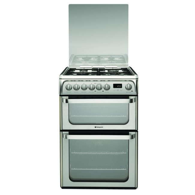 Hotpoint Ultima 60cm Double Oven Dual Fuel Cooker - Stainless Steel