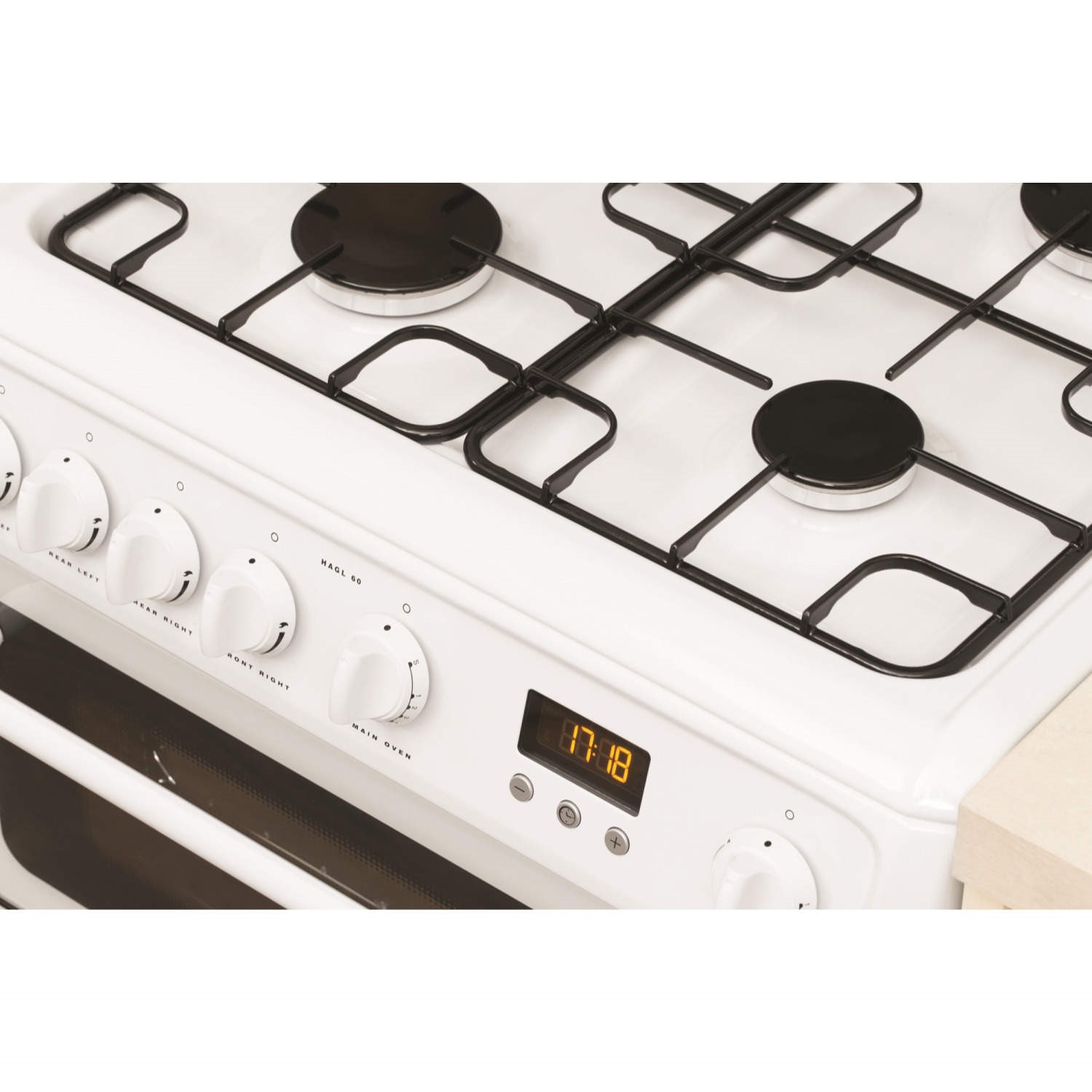 Hotpoint 60cm Double Oven Gas Cooker with Lid White HAGL60P