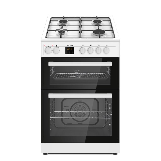Refurbished electriQ EQDFC360WH 60cm Dual Fuel Cooker with Double Oven