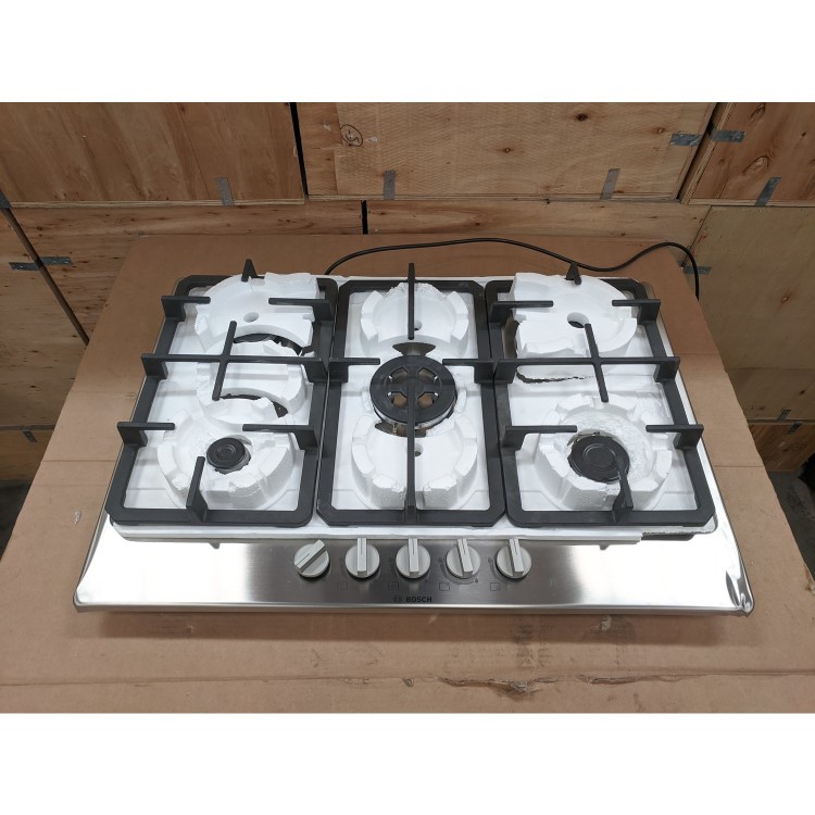 Refurbished Bosch Series 4 PGQ7B5B90 75cm 5 Burner Gas Hob Stainless Steel