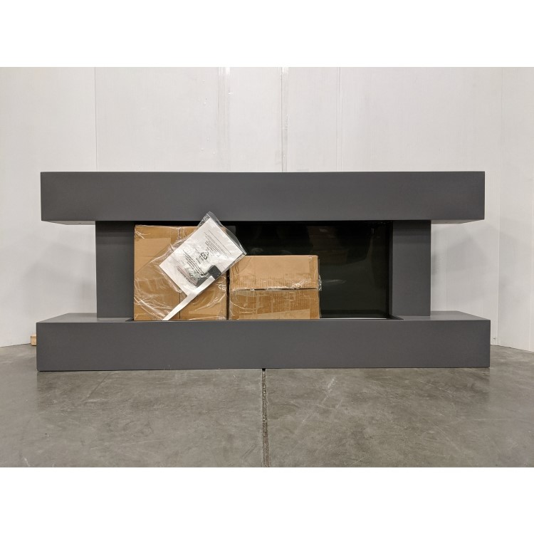GRADE A2 - Grey Wall Mounted Electric Fireplace Suite with LED Lights - Amberglo