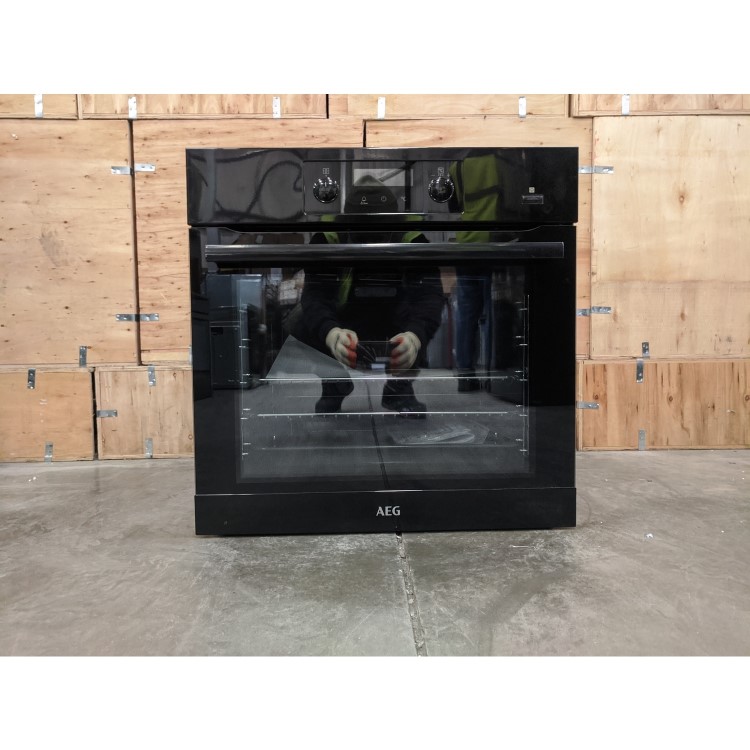 Refurbished AEG SteamBake BEB355020B 60cm Single Built In Electric Oven Black