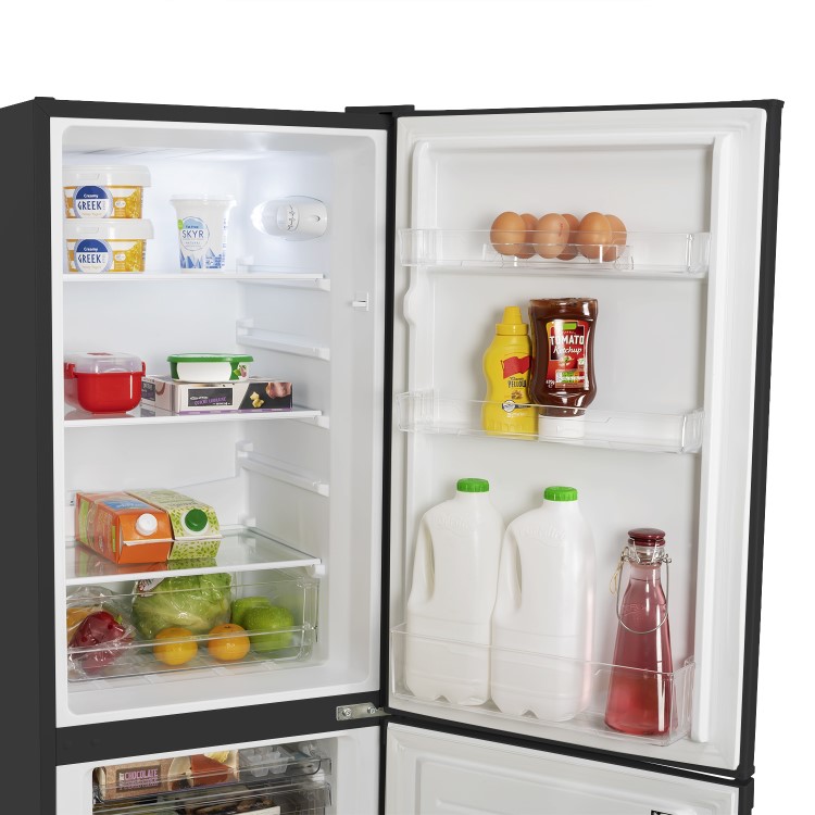 Refurbished electriQ eqfs50141ffb Freestanding 167 Litre 60/40 Fridge Freezer Black