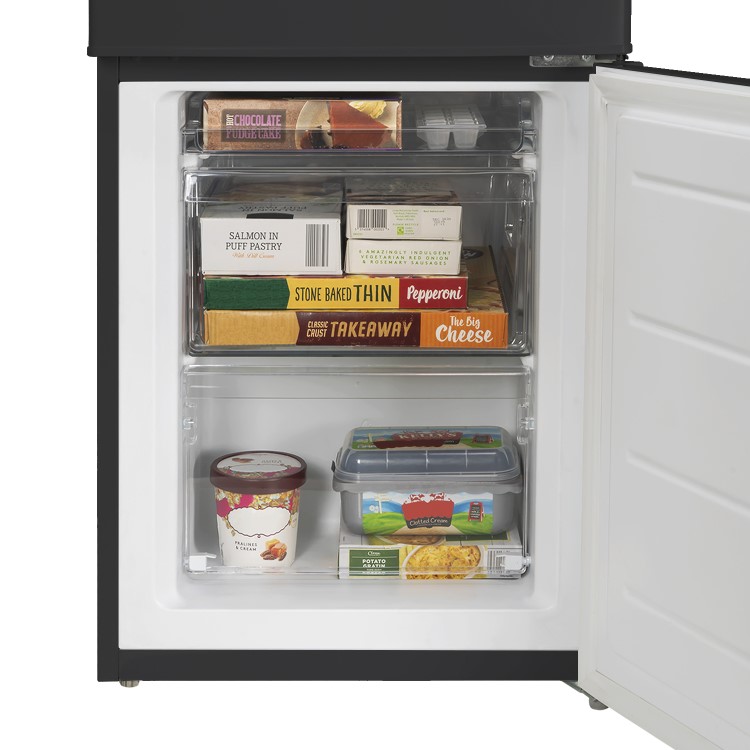 Refurbished electriQ eqfs50141ffb Freestanding 167 Litre 60/40 Fridge Freezer Black