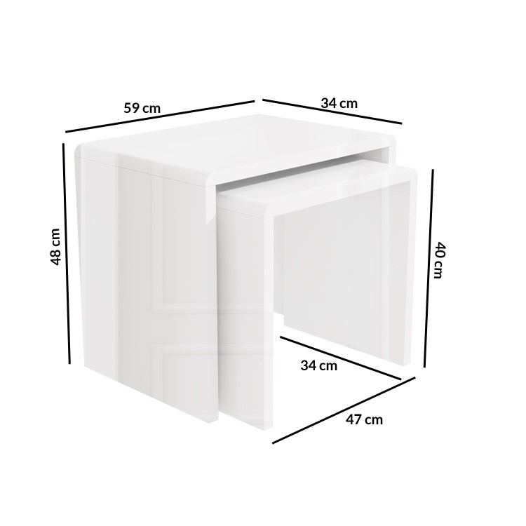 GRADE A2 - Set of 2 White Gloss Nesting Tables - Tiffany