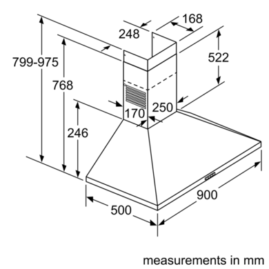 Bosch Series 2 90cm Pyramid Chimney Cooker Hood - Stainless Steel