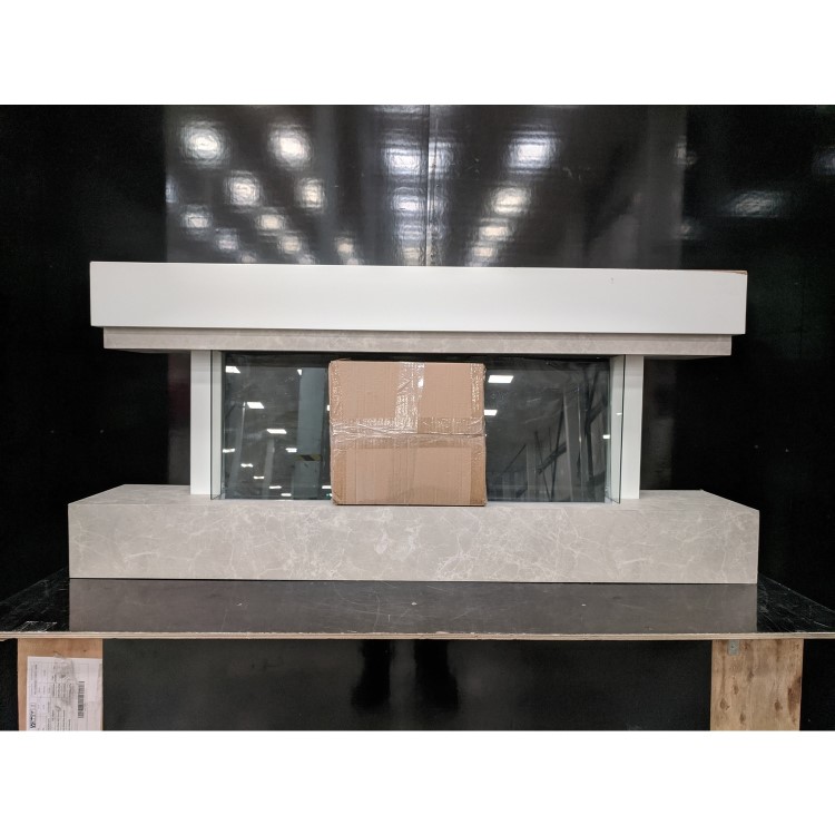 GRADE A3 - White and Beige Concrete Effect Wall Mounted Alexa Electric Fireplace - Amberglo