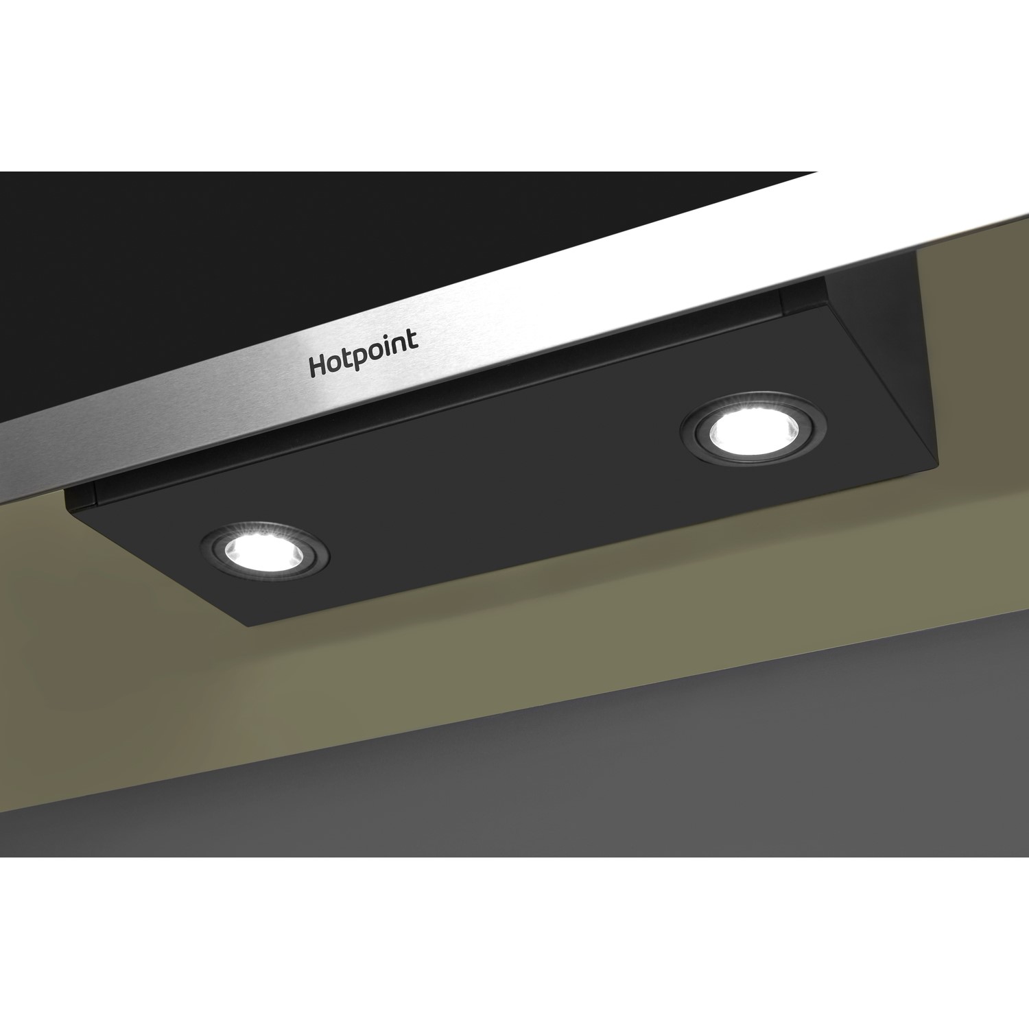 Hotpoint 80cm Angled Cooker Hood in Black PHVP87FLTK Appliances Direct
