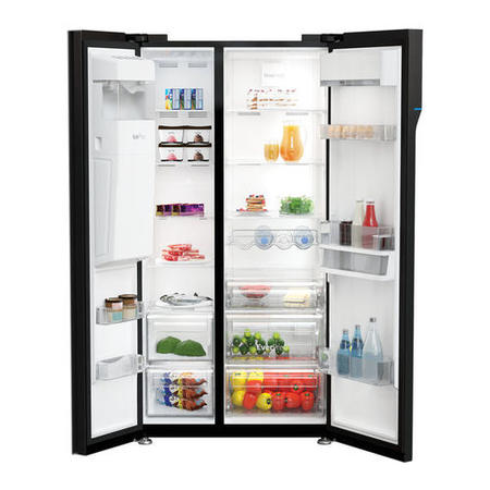 Refurbished Beko ASGN542B Freestanding 344 Litre 50/50 Frost Free American Fridge Freezer Black