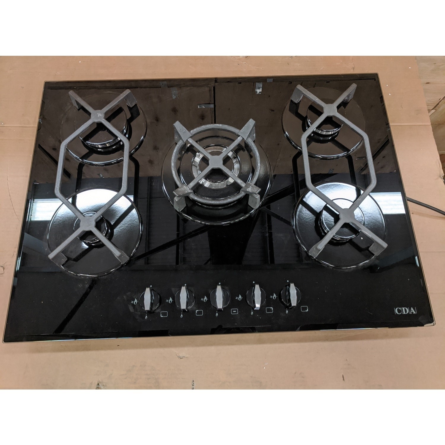 Refurbished CDA HVG720BL 70cm 5 Burner Gas Hob Black 78229627/1/A1/HVG720BL Appliances Direct