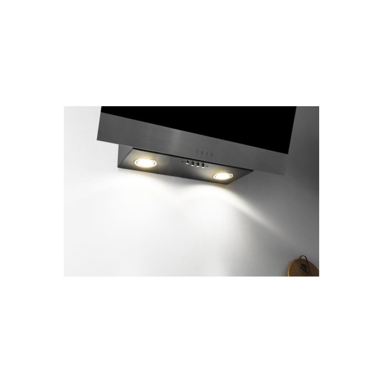 Refurbished Hotpoint PHVP66FLMK 60cm Angled Cooker Hood Black
