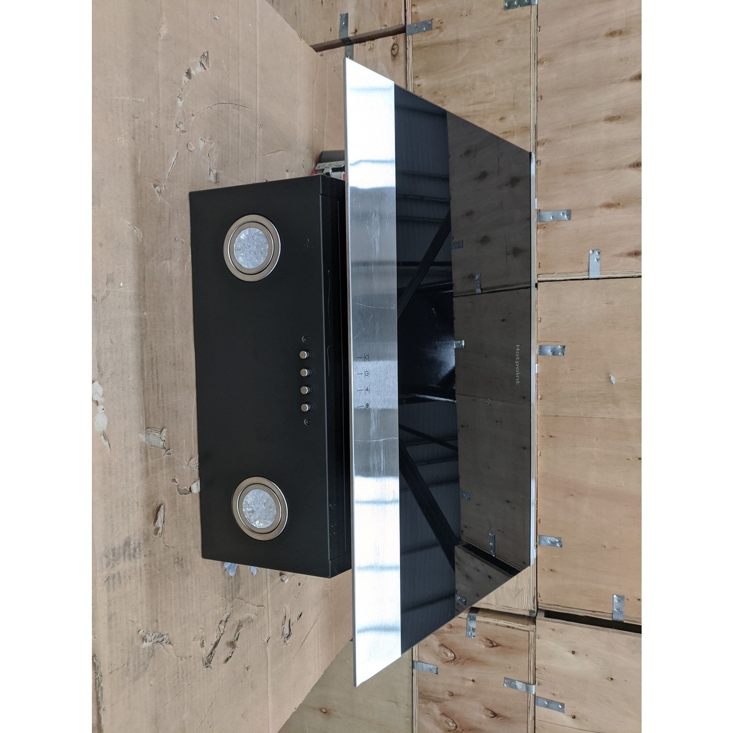 Refurbished Hotpoint PHVP66FLMK 60cm Angled Cooker Hood Black 78229956