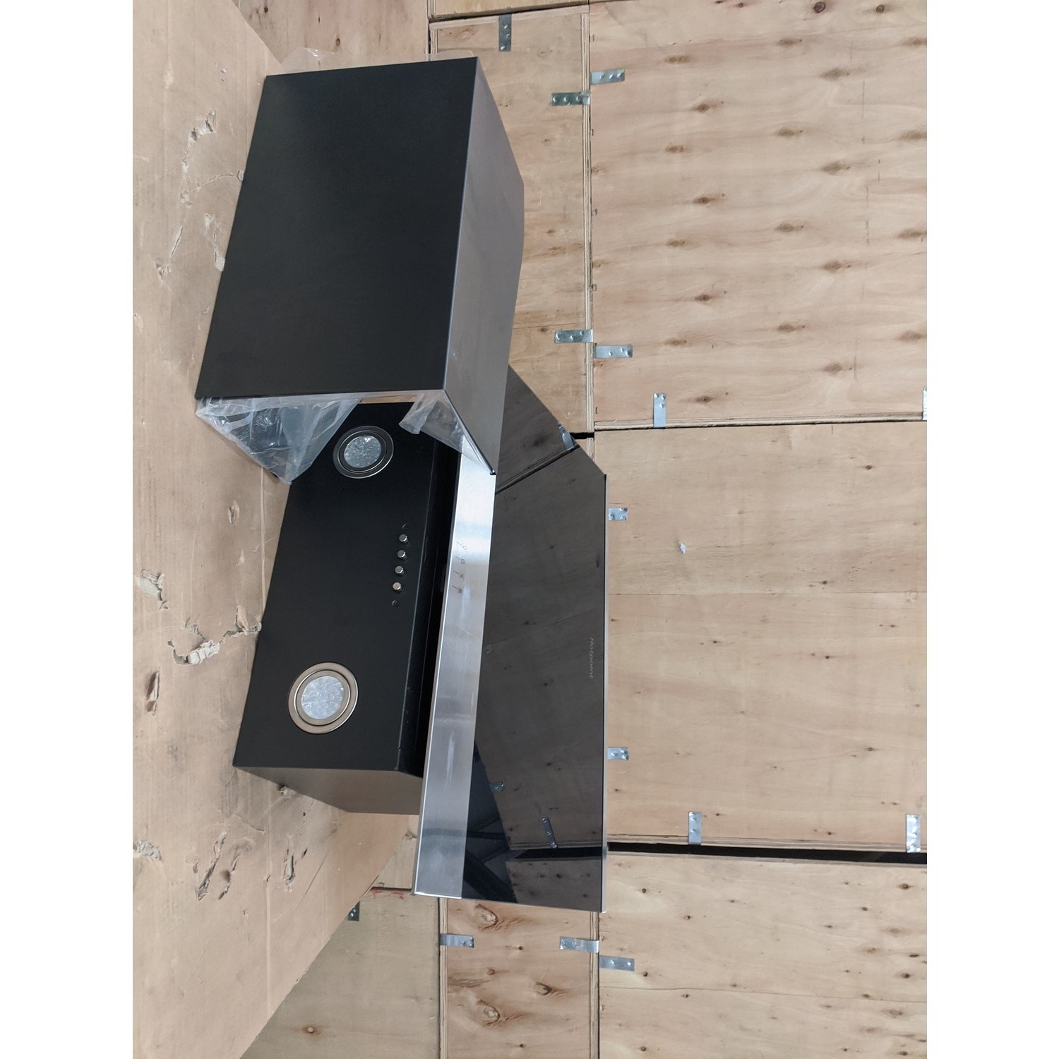 Refurbished Hotpoint PHVP66FLMK 60cm Angled Cooker Hood Black 78229956