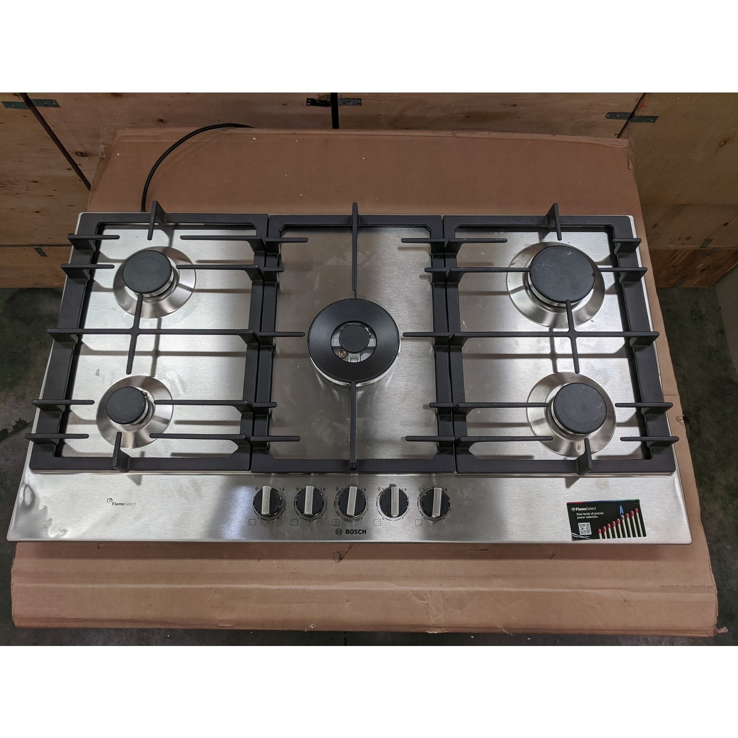 Refurbished Bosch Serie 6 PCR9A5B90 90cm 5 Burner Gas Hob Stainless Steel 78233816/1/78095323/1