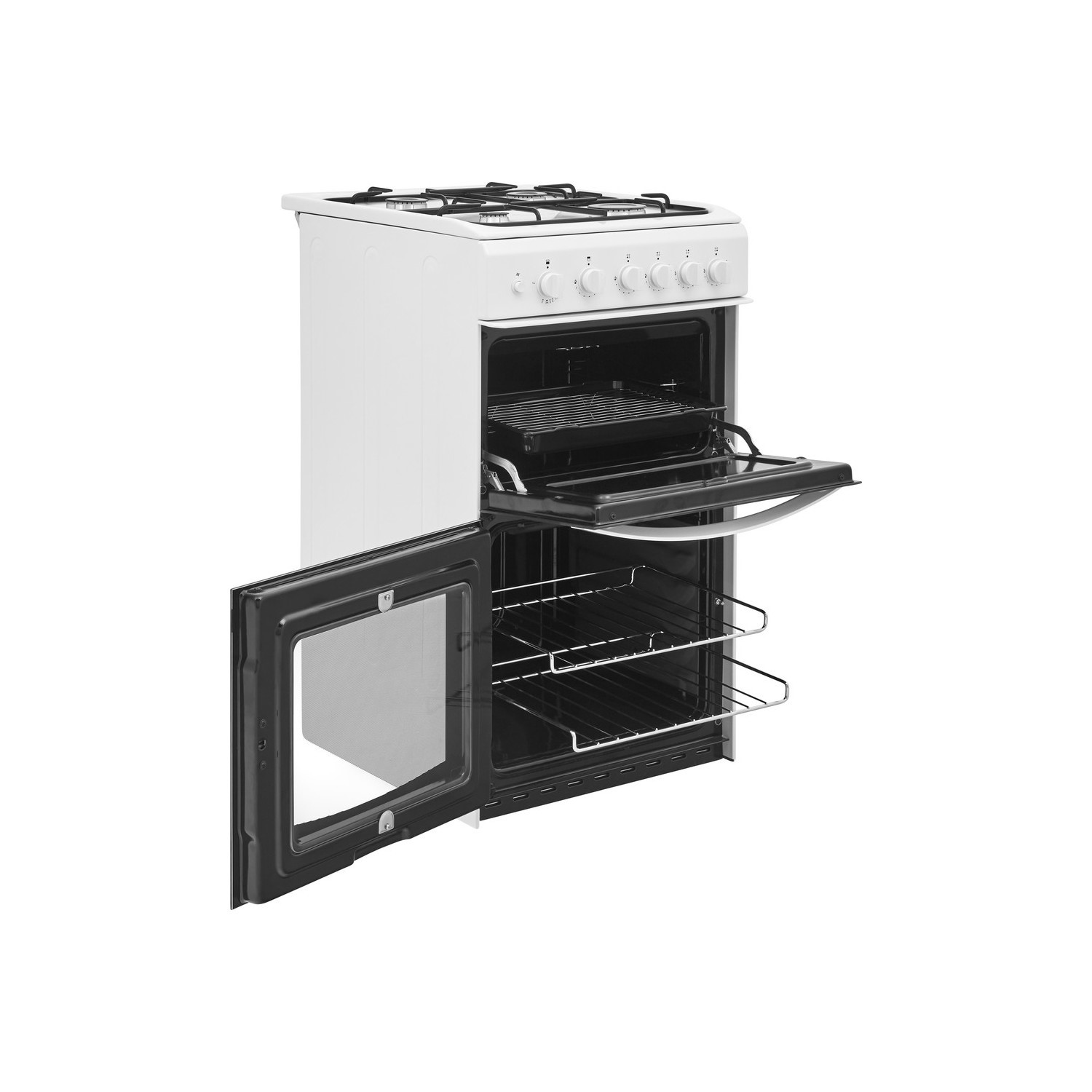 Indesit 50cm Double Cavity Gas Cooker with Catalytic Liners White