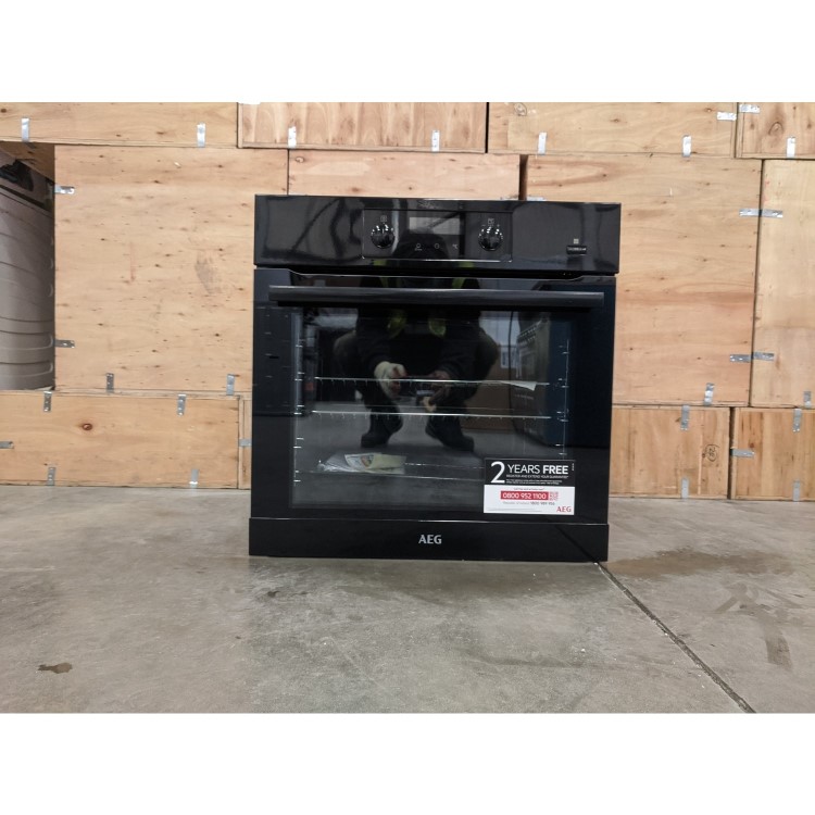 Refurbished AEG SteamBake BEB355020B 60cm Single Built In Electric Oven with Added Steam Function Black
