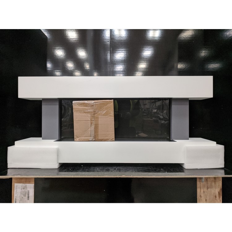 GRADE A3 - White Wall Mounted Electric Fireplace Suite with LED Lights - Amberglo