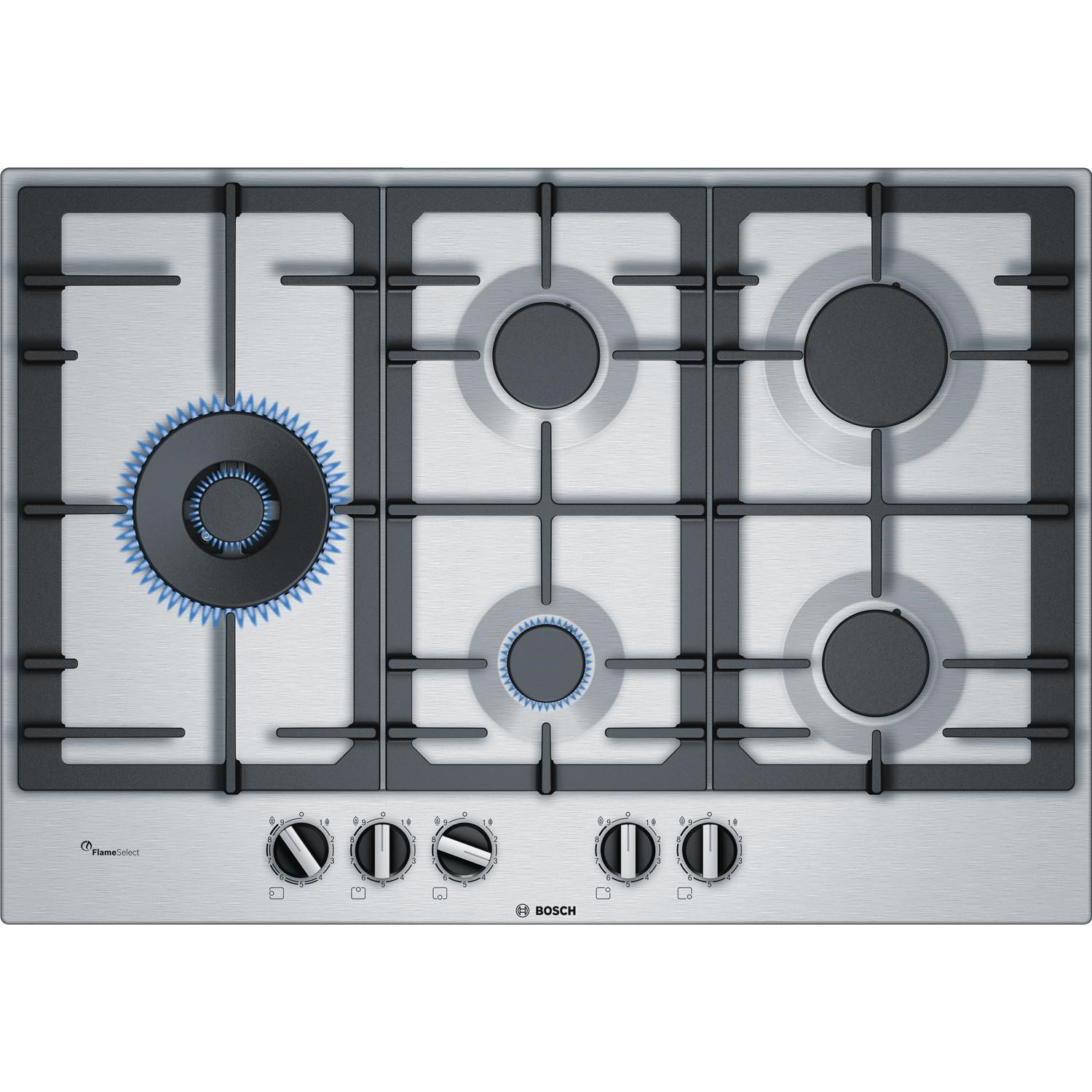 Bosch Serie 6 75cm 5 Burner Gas Hob Stainless Steel PCS7A5B90